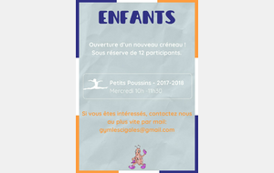 Créneau supplémentaire Petits Poussins-Poussines